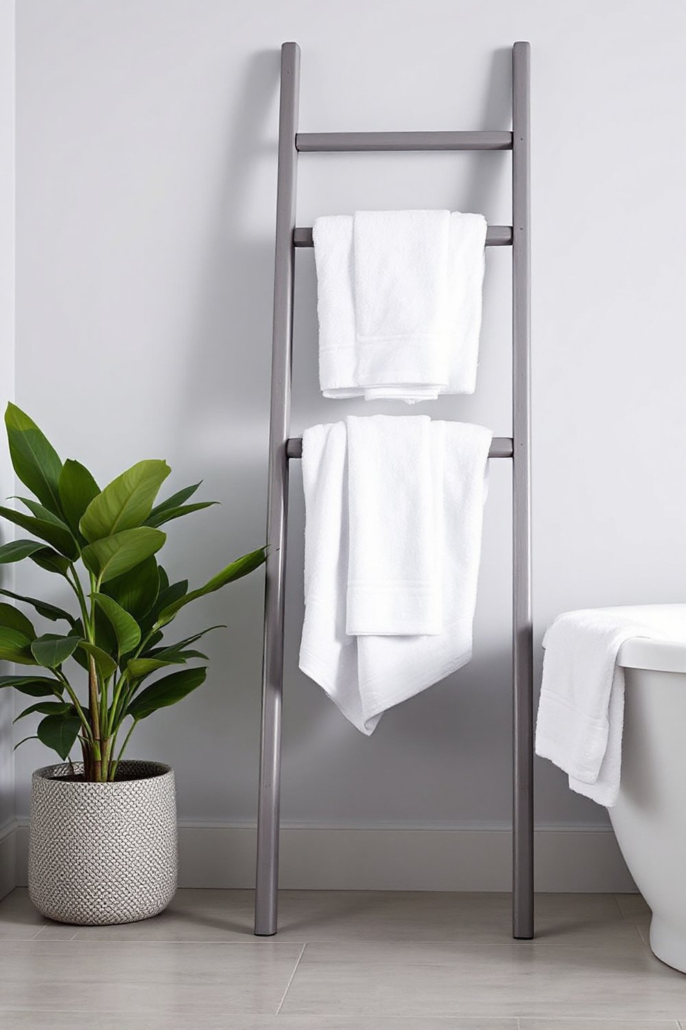 Grey Ladder Towel Rack