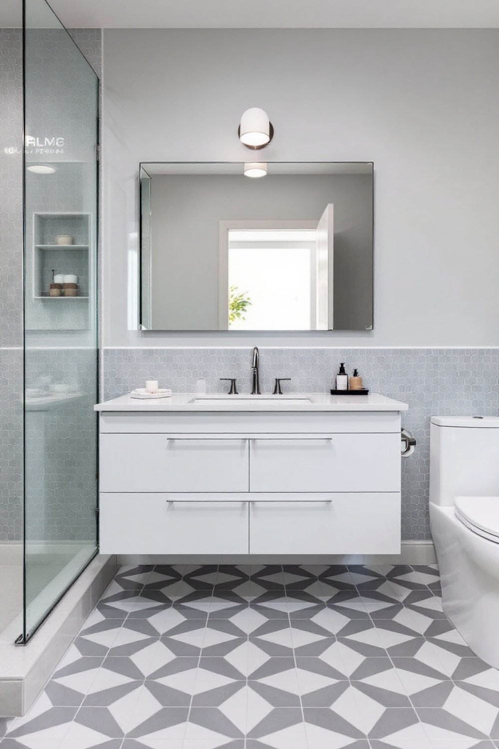 Grey Geometric Floor Tiles
