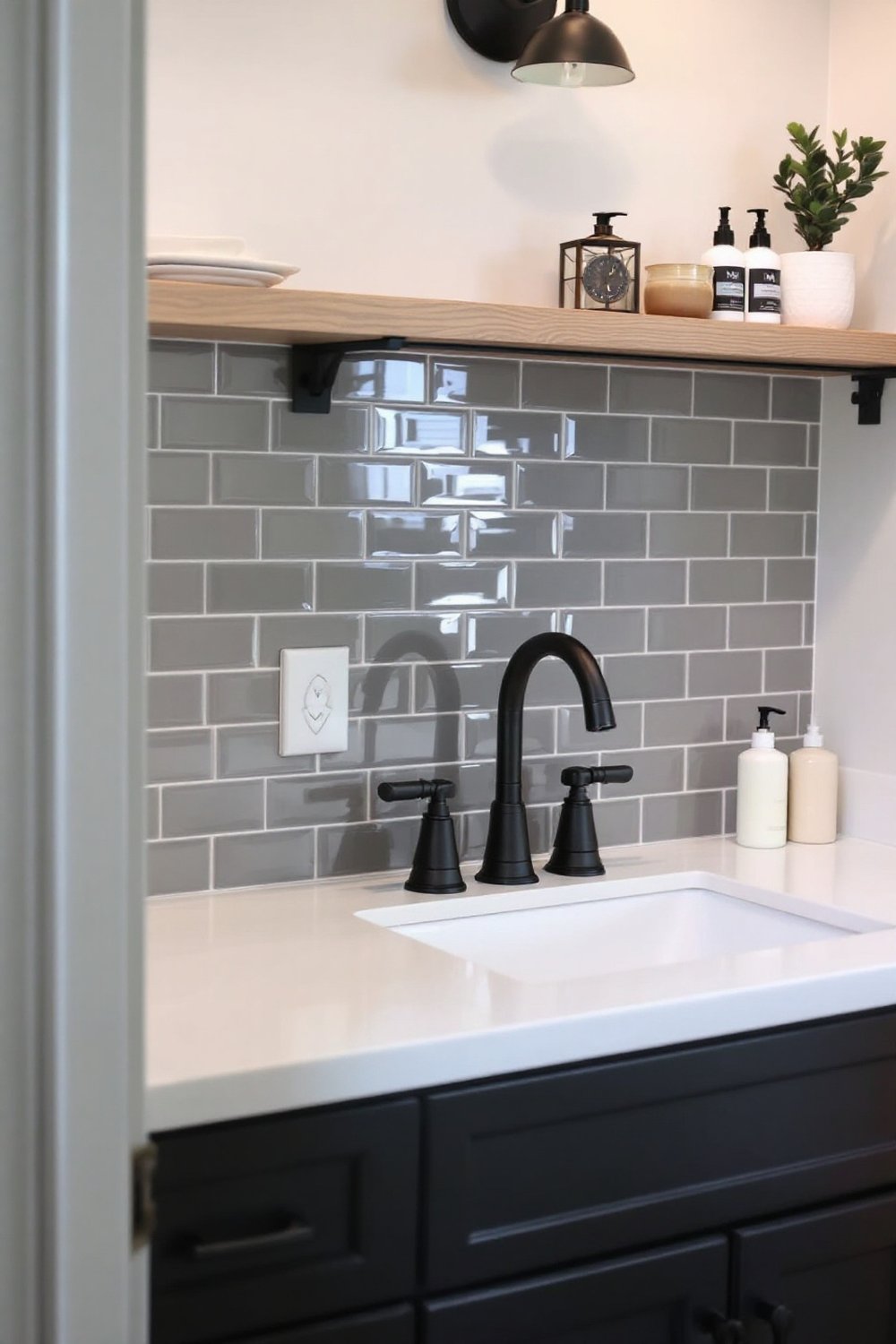 Grey Subway Tile Backsplash